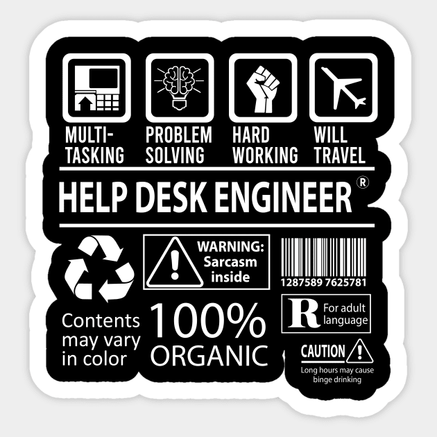 Help Desk Engineer T Shirt - MultiTasking Certified Job Gift Item Tee Sticker by Aquastal